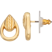 Napier Casual Goldtone Pear Threads Circle Stud Earrings