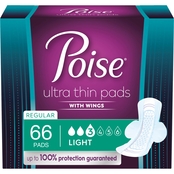 Poise Ultra Thin Light Absorbency Incontinence Pads with Wings 66 ct.