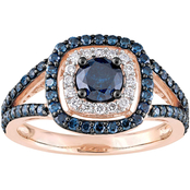 Sofia B. 10K Rose Gold with Black Rhodium 1 1/3 CT TW Blue and White Diamond Ring