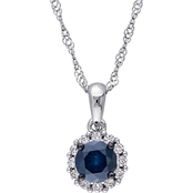 Sofia B.14K White Gold 1/2 CTW Blue and White Diamond Halo Necklace