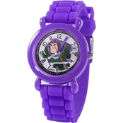 Disney Boys Buzz Lightyear Plastic Time Teacher Watch, Silicone Strap WDS001154