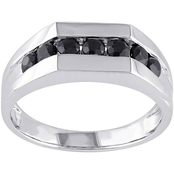 Sofia B. Sterling Silver 1 3/8 CTW Black Sapphire Men's Ring