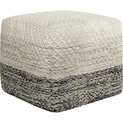 Simpli Home Macie Square Woven Outdoor / Indoor Pouf