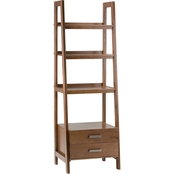 Simpli Home Sawhorse Solid Wood Ladder Shelf with Storage