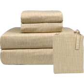 BedVoyage Melange Bamboo and Cotton Bed Sheet Set, Sand