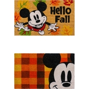 Disney Mickey Mouse Coir Fall Multi 20 x 34 in. Rug 2 pk.