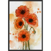 Inkstry Poppy Flowers 18 x 26 Framed Canvas Giclee Canvas Print