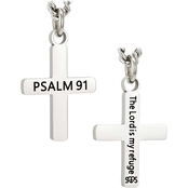 Shields of Strength Stainless Steel Men's Psalm Cross Necklace Psalm 91