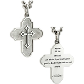 Shields of Strength Men's Stainless Steel Fearless Cross Necklace Psalm 56:3-4