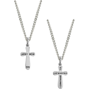 Shields of Strength Women's Stainless Army Mom Cross Necklace 1 Corinthians 13:8