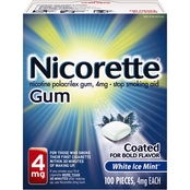 Nicorette 4mg Stop Smoking Aid White Ice Mint Gum 100 ct.