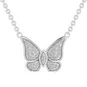 Sterling Silver 1/10 CTW Diamond Butterfly Necklaces