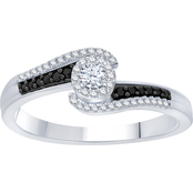 Sterling Silver 1/4 CTW Black and White Diamond Bypass Promise Ring Size 7
