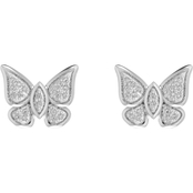 Sterling Silver 1/10 CTW Diamond Butterfly Earrings