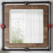 Furniture of America Maloni Brown Rectangle Wall Mirror