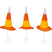 National Tree Company 23 in. Pre-Lit Candy Corn Witch’s Hat Garden Stakes