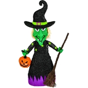 National Tree Company 39 in. Pre-Lit Green Witch with Broom