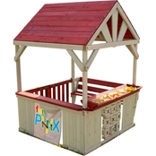 Funphix Hangout Hut Indoor and Outdoor Playhouse with Sandbox and Tic Tac Toe