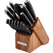 Sabatier 15 pc. Forged Triple Riveted Cutlery Set in Acacia Wood Block
