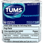 Tums Peppermint Regular Strength Antacid Chewable Tablet 36 pk.