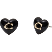 COACH 0.4 in. Gold Tone Signature Heart Stud Earrings