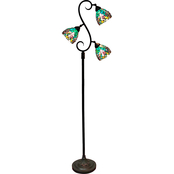 Dale Tiffany 72.5 in. Alassio Teal 3-Light Tiffany Floor Lamp