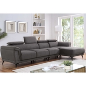 Furniture of America Napanee Navy Blue Sectional with Armless Chair