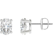 Ray of Brilliance 14K White Gold 1 CTW Lab Grown Oval Diamond Solitaire Earrings