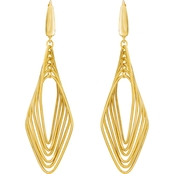 18K Yellow Gold Diamond Cut Multi-Marquise Dangle Earrings
