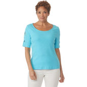 Passports Boat Neck Ladder-Sleeved Top