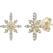 Timeless Love 10K Yellow Gold 1/10 CTW Diamond Snowflake Earrings