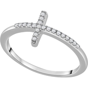 Timeless Love Sterling Silver Diamond Accent Cross Ring