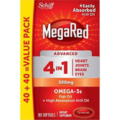 Mega Red Advanced 4-in-1 Omega 3 Fish Oil 500mg Soft Gels 80 ct.