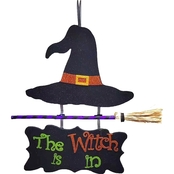 Young Craft Halloween Wall Hanging Tinsel Sign The Witch Is In