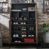 Furniture of America McCarran Rustic Wood 8 Shelf Shoe Cabinet