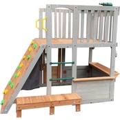 Funphix Lookout Post Outdoor Wooden Playhouse with Climbing Ramp