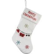 National Tree Company 18 in. White Merry Christmas Stocking with Snowflakes