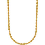 24K Pure Gold 3mm Diamond Cut Rope 22 in. Chain