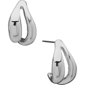 Nine West Silvertone Claw Post Hoop Earrings