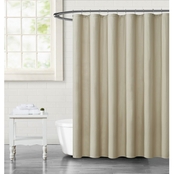 Truly Calm Embossed Fabric 70 in. x 72 in. Beige Shower Curtain