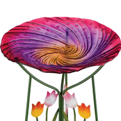 Regal Arts & Gift 18 in. Birdbath with Decorative Stand Tulips