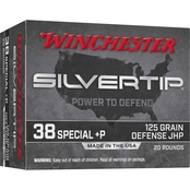 Winchester Silvertip .38 Special 125 Gr. +P Jacketed Hollow Point 20 Rounds