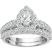 Above Love 14K White Gold 2 CTW Lab Grown Diamond Pear Bridal Set GSI Certified