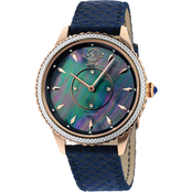 Gevril Women's GV2 Siena Diamond Accent Blue Suede Leather Swiss Watch 11705-425.E