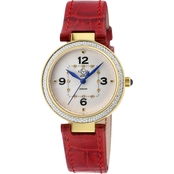 Gevril Women's GV2 Piemonte Diamond Swiss Quartz IPYG Red Leather Watch 14201-2
