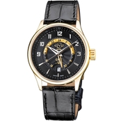 GV2 by Gevril Men's Giromondo Black Dial Black Leather Date Swiss Watch 42306
