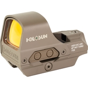 Holosun 510C Solar 1x 32 MOA Ring/2 MOA Green Dot Sight Side Battery FDE