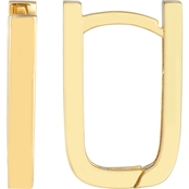14K Yellow Gold Polished Oval Paper Clip Hoop Earrings