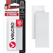 Velcro Industrial Strength Strips, 4 in. x 2 in., White, 4 ct.