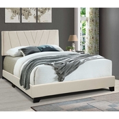 Progressive Furniture Jordan All-In-One Cannoli Cream Upholstered Bed